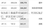 华为前三季度营收5859亿、利润628.7亿：研发花掉1200亿