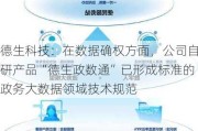 德生科技：在数据确权方面，公司自研产品“德生政数通”已形成标准的政务大数据领域技术规范