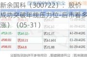 新余国科（300722）：股价成功突破年线压力位-后市看多（涨）（05-31）