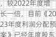 泰达股份：2023 年度公司拟分配现金股利59,022,954.08 元，较2022年度增长一倍，目前《2023年度利润分配预案》已经年度股东大会审议通过，将在规定时间内实施派发股利