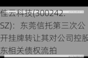 佳云科技(300242.SZ)：东莞信托第三次公开挂牌转让其对公司控股股东相关债权流拍