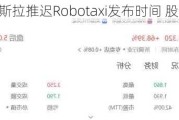 特斯拉推迟Robotaxi发布时间 股价应声大跌