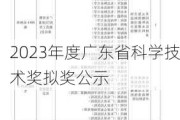 2023年度广东省科学技术奖拟奖公示