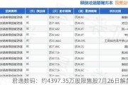 君逸数码：约43***.35万股限售股7月26日解禁