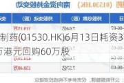 三生制药(01530.HK)6月13日耗资378.76万港元回购60万股