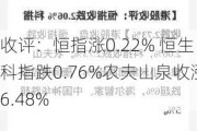 收评：恒指涨0.22% 恒生科指跌0.76%农夫山泉收涨6.48%