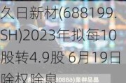 久日新材(688199.SH)2023年拟每10股转4.9股 6月19日除权除息