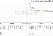 荣信文化（301231）：6月12日11时15分触及涨停板