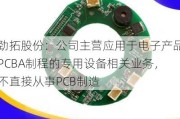 劲拓股份：公司主营应用于电子产品PCBA制程的专用设备相关业务，不直接从事PCB制造