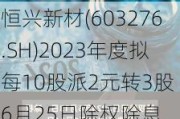 恒兴新材(603276.SH)2023年度拟每10股派2元转3股 6月25日除权除息