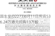 固生堂(02273)6月11日斥资536.24万港元回购13万股