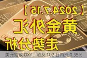 美元指数 DXY：触及 102 日内涨 0.35%