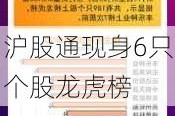 沪股通现身6只个股龙虎榜