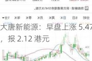 大唐新能源：早盘上涨 5.47%，报 2.12 港元