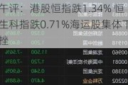 午评：港股恒指跌1.34% 恒生科指跌0.71%海运股集体下挫