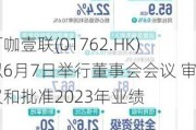 万咖壹联(01762.HK)拟6月7日举行董事会会议 审议和批准2023年业绩