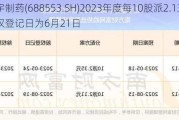 汇宇制药(688553.SH)2023年度每10股派2.13元 股权登记日为6月21日