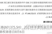 中原证券(601375.SH)：2023年年度权益分派10派0.14元 除权除息日8月6日