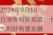 2024年9月18日涨停板早知道：七大利好有望发酵