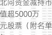 北向资金减持市值超5000万元股票（附名单）