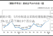 国家统计局：5月份制造业采购经理指数(PMI)为49.5% 比上月下降0.9个百分点