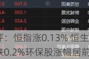 收评：恒指涨0.13% 恒生科指跌0.2%环保股涨幅居前