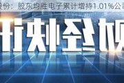 香山股份：股东均胜电子累计增持1.01%公司股份