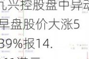 九兴控股盘中异动 早盘股价大涨5.39%报14.861港元