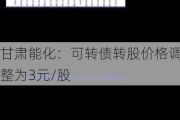 甘肃能化：可转债转股价格调整为3元/股