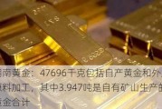 湖南黄金：47696千克包括自产黄金和外购原料加工，其中3.947吨是自有矿山生产的黄金合计