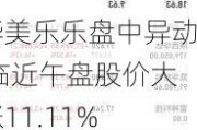 华美乐乐盘中异动 临近午盘股价大涨11.11%