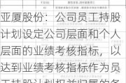 亚厦股份：公司员工持股计划设定公司层面和个人层面的业绩考核指标，以达到业绩考核指标作为员工持股计划权益归属的条件，有效绑定公司与员工利益