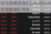 恒生指数收涨0.22% 恒生科技指数跌0.76%