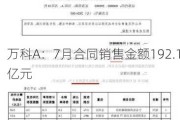 万科A：7月合同销售金额192.1亿元