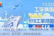 关注！C919飞机今晚交付！中航系应声大涨，国防军工ETF（512810）逆市涨1.18%终结8连阴！