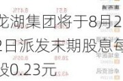 龙湖集团将于8月22日派发末期股息每股0.23元