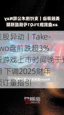 美股异动｜Take-Two盘前跌超3% 新游戏上市时间晚于预期 下调2025财年预订量指引