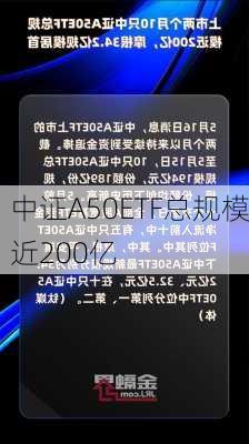 中证A50ETF总规模近200亿