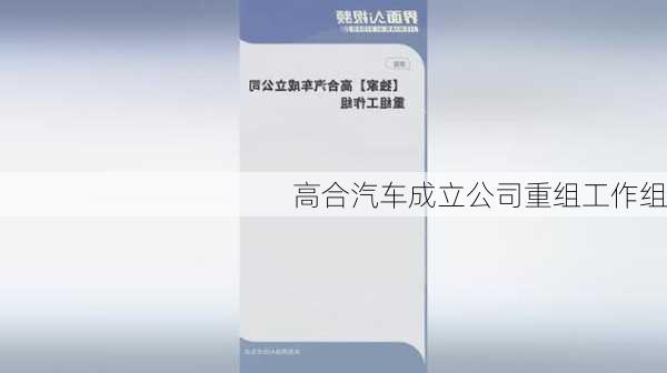 高合汽车成立公司重组工作组