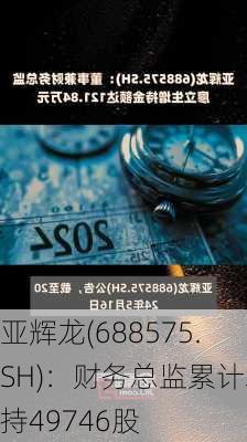 亚辉龙(688575.SH)：财务总监累计增持49746股