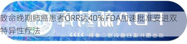 致命晚期肺癌患者ORR达40% FDA加速批准安进双特异性疗法