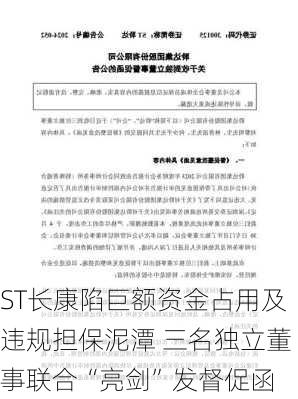 ST长康陷巨额资金占用及违规担保泥潭 三名独立董事联合“亮剑”发督促函