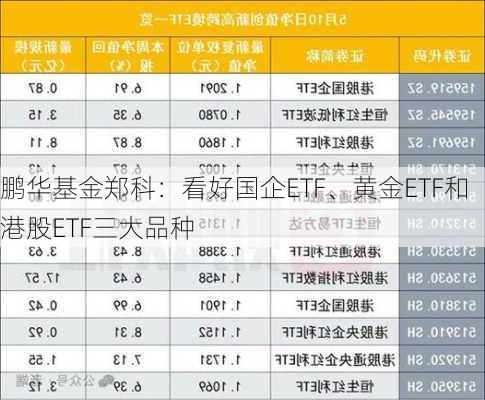 鹏华基金郑科：看好国企ETF、黄金ETF和港股ETF三大品种