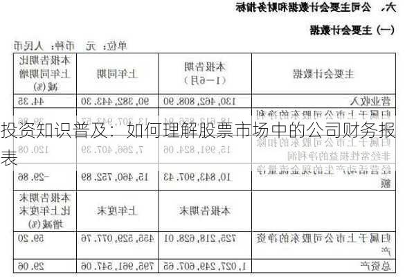 投资知识普及：如何理解股票市场中的公司财务报表