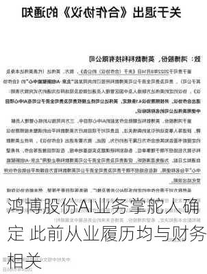 鸿博股份AI业务掌舵人确定 此前从业履历均与财务相关