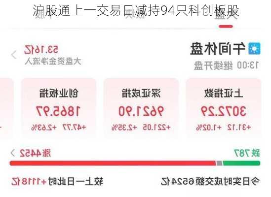 沪股通上一交易日减持94只科创板股