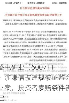 盛屯矿业（600711）涉嫌信披违规被证监会立案，投资者索赔条件初定