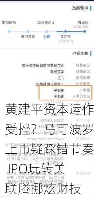 黄建平资本运作受挫？马可波罗上市疑踩错节奏 IPO玩转关联腾挪炫财技