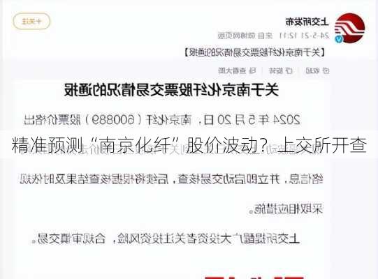 精准预测“南京化纤”股价波动？上交所开查