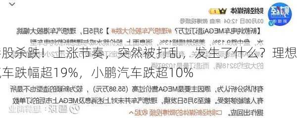 港股杀跌！上涨节奏，突然被打乱，发生了什么？理想汽车跌幅超19%，小鹏汽车跌超10%